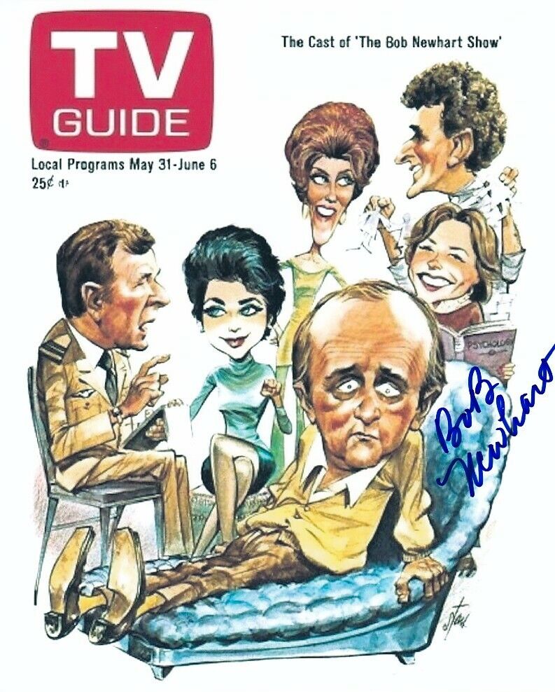 BOB NEWHART signed THE NEWHART SHOW 8x10 w/ coa FULL CAST TV GUIDE COVER IMAGE