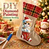 DIY Diamond Painting Christmas Stockings Hanging Ornaments Large Capacity Xmas Socks Pendant Wear Resist Candy Gift Storage Bags for Family Christmas Holiday Party Decoration (Christmas cat)