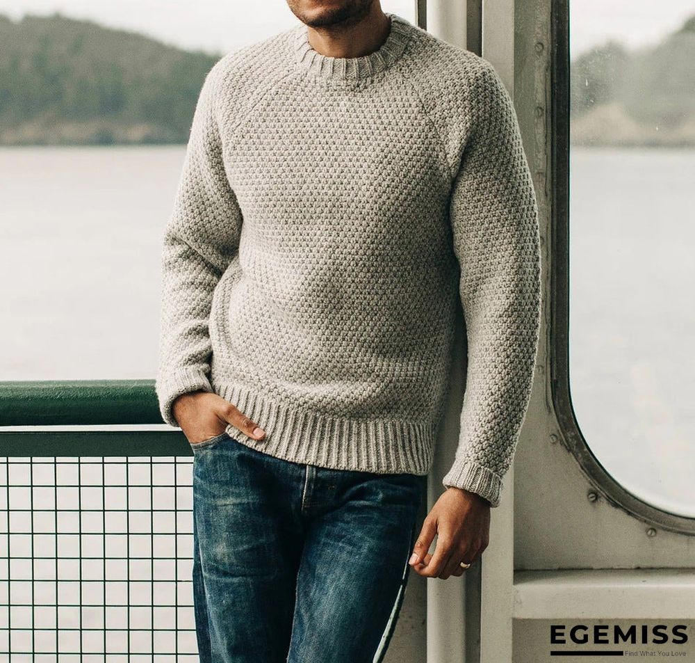Casual Color Round Neck Sweater Male | EGEMISS