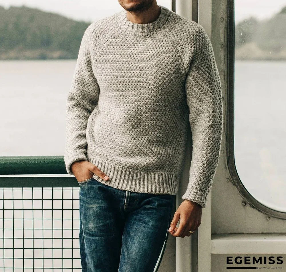 Casual Color Round Neck Sweater Male | EGEMISS