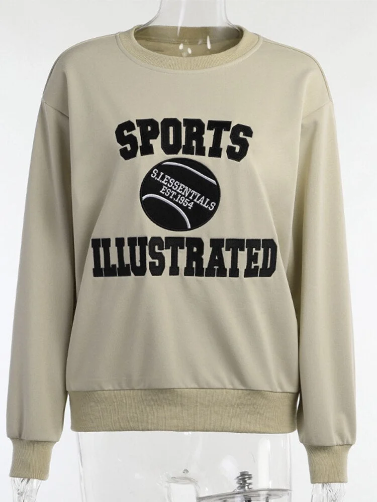 WannaThis Letter Printing Women Sweatshirts Cotton Green Fitness O Neck Long Sleeve Pullover Fashion Autumn Winter Harajuku Tops