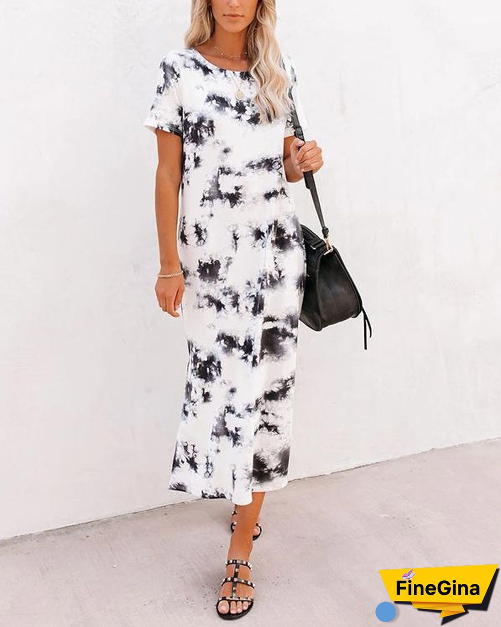 Women Tie Dye Knit Midi Dress