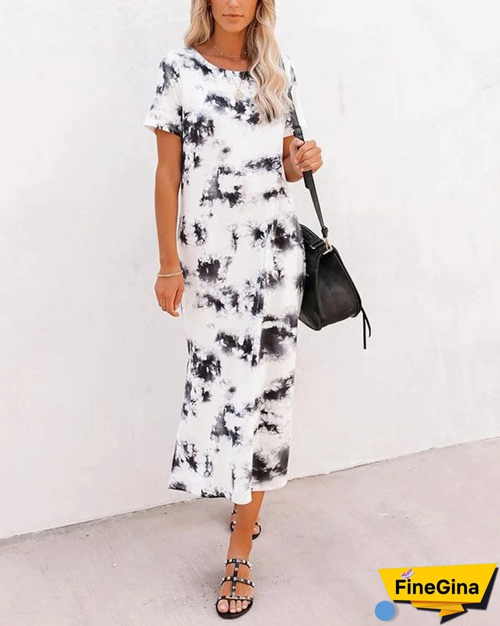 Women Tie Dye Knit Midi Dress