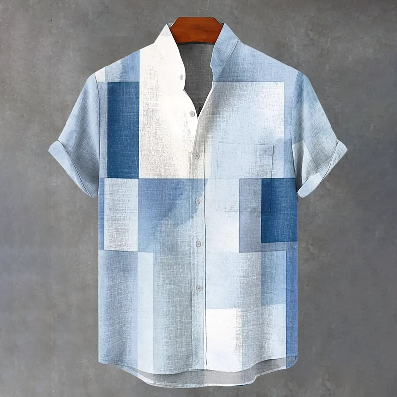Men's Vintage Geometry Print Casual Shirt  artssus