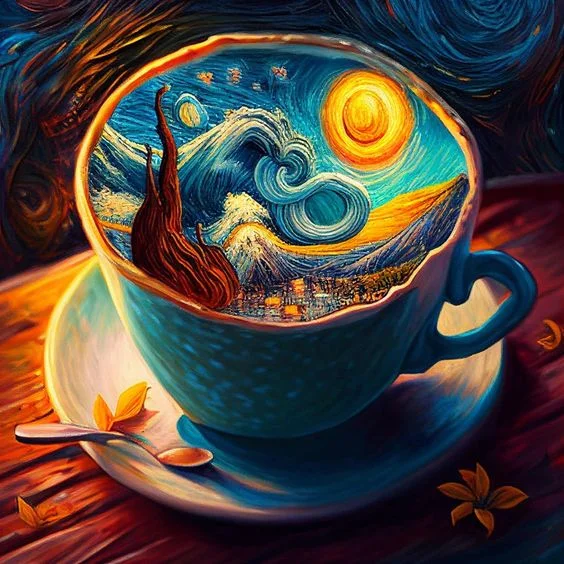 Van Gogh Starry Sky Coffee Cup (50*50CM) 11CT Stamped Cross Stitch gbfke