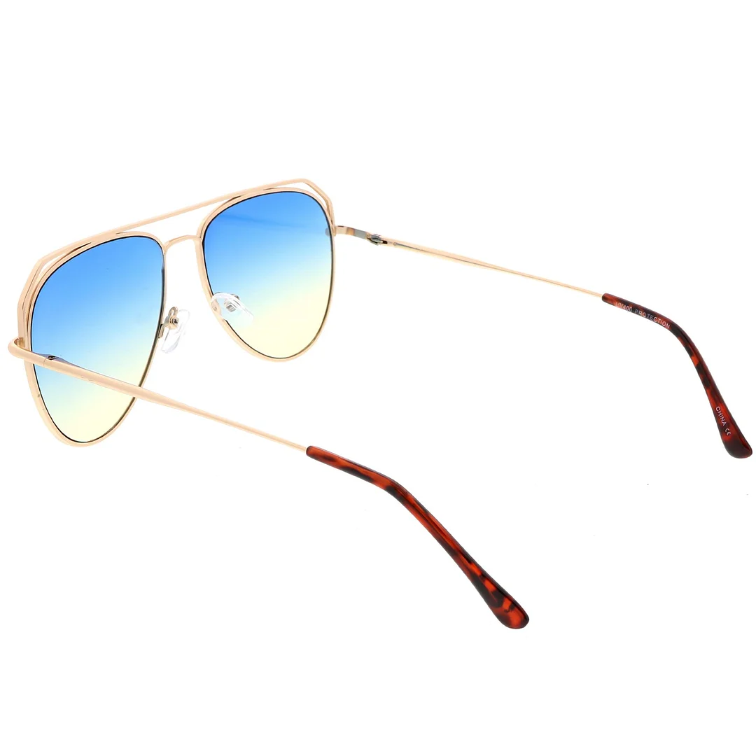 Modern Aviator glasses Open Metal Double Crossbar Gradient Flat Lens 55mm