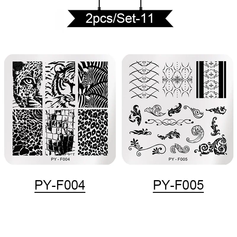 PICT YOU Stamping Plates Kits Striped Line Flowers Stamp Plate Tropical Geometry Lace Halloween Pumpkin Nail  Image Plate-Nail Inspo
