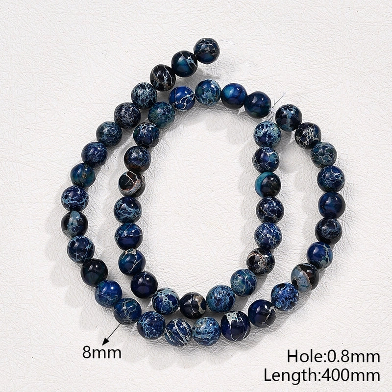 1 Strand/Package 8mm Hole Under 1mm Natural Stone Imperial Jasper Marble Simple Polished Beads