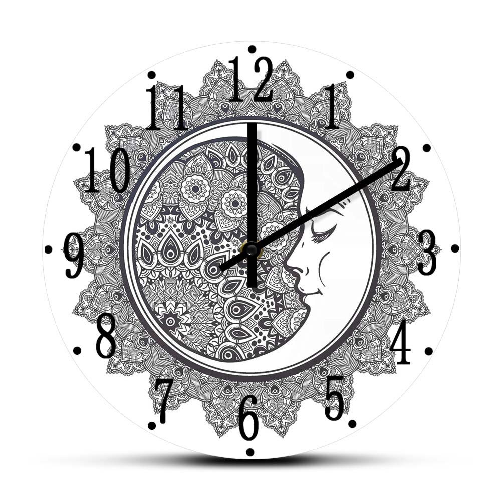 

Crescent Moon with Ethnic Folkloric - Frameless Acrylic Wall Clock, 501 Original