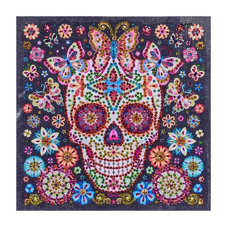 25X25cm  Special Shaped Diamond Painting Flower Skull