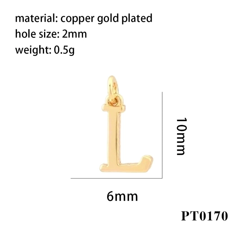 Minimalist Letter Copper Plating 18k Gold Plated Charms