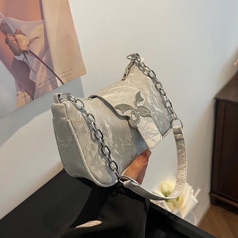 Women’s Medium Pu Leather Solid Color Streetwear Zipper Underarm Bag