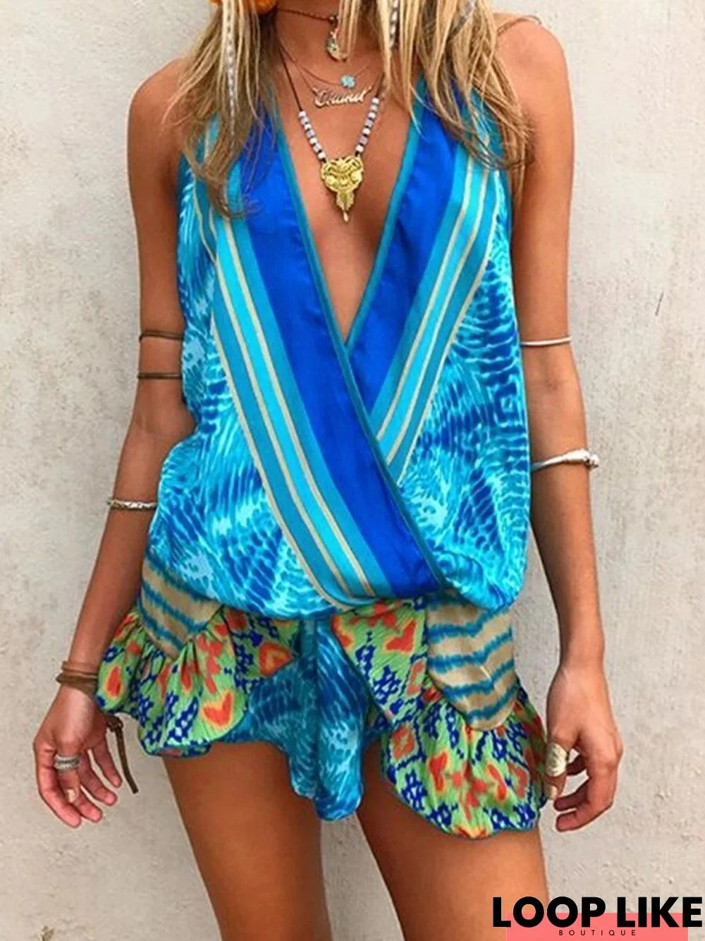 Boho Multicolor Printed Casual Jumpsuit