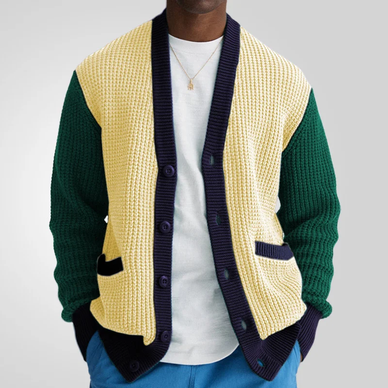 Uveng Uveng And Winter Young Men's Knitted Shirt Hot Hit-Colored Cardigan Sweater Coarse Knit Coat SY0193