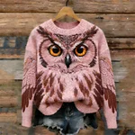 Forest Pink Owl Inspired Cozy Knit Sweater - Image 2
