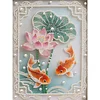 DIY Pearl Painting Good Luck Lotus with Frame for Home Wall Decor(30x40cm)