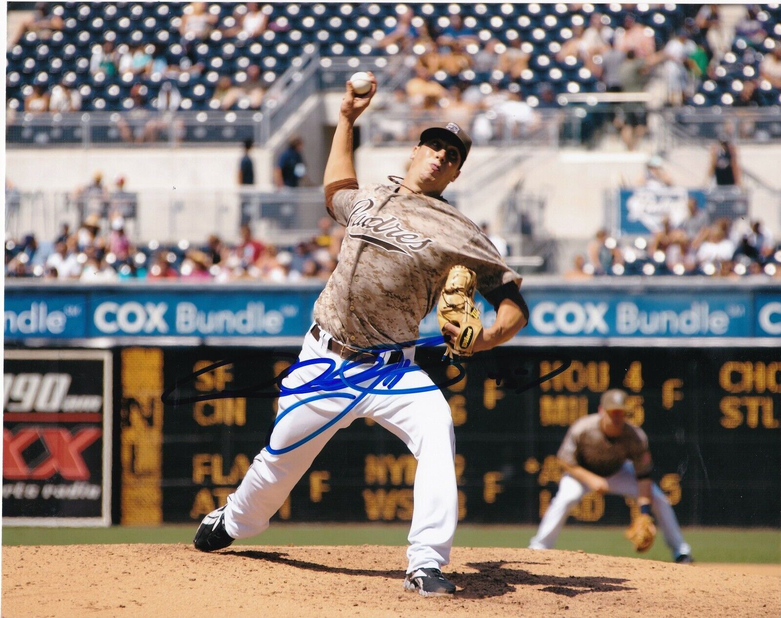 ANTHONY BASS SAN DIEGO PADRES ACTION SIGNED 8x10