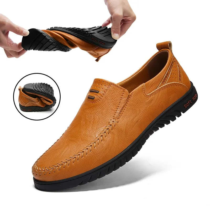 Genuine Leather Men Shoes Luxury Brand 2021 Casual Slip on Formal Loafers Men Moccasins Italian Black Male Driving Shoes JKPUDUN