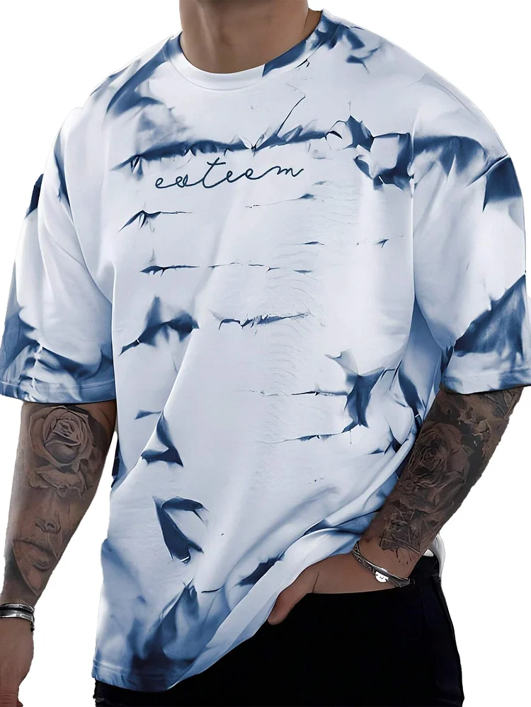 Men's Fashionable Tie Dye Printed Short Sleeve T-shirt