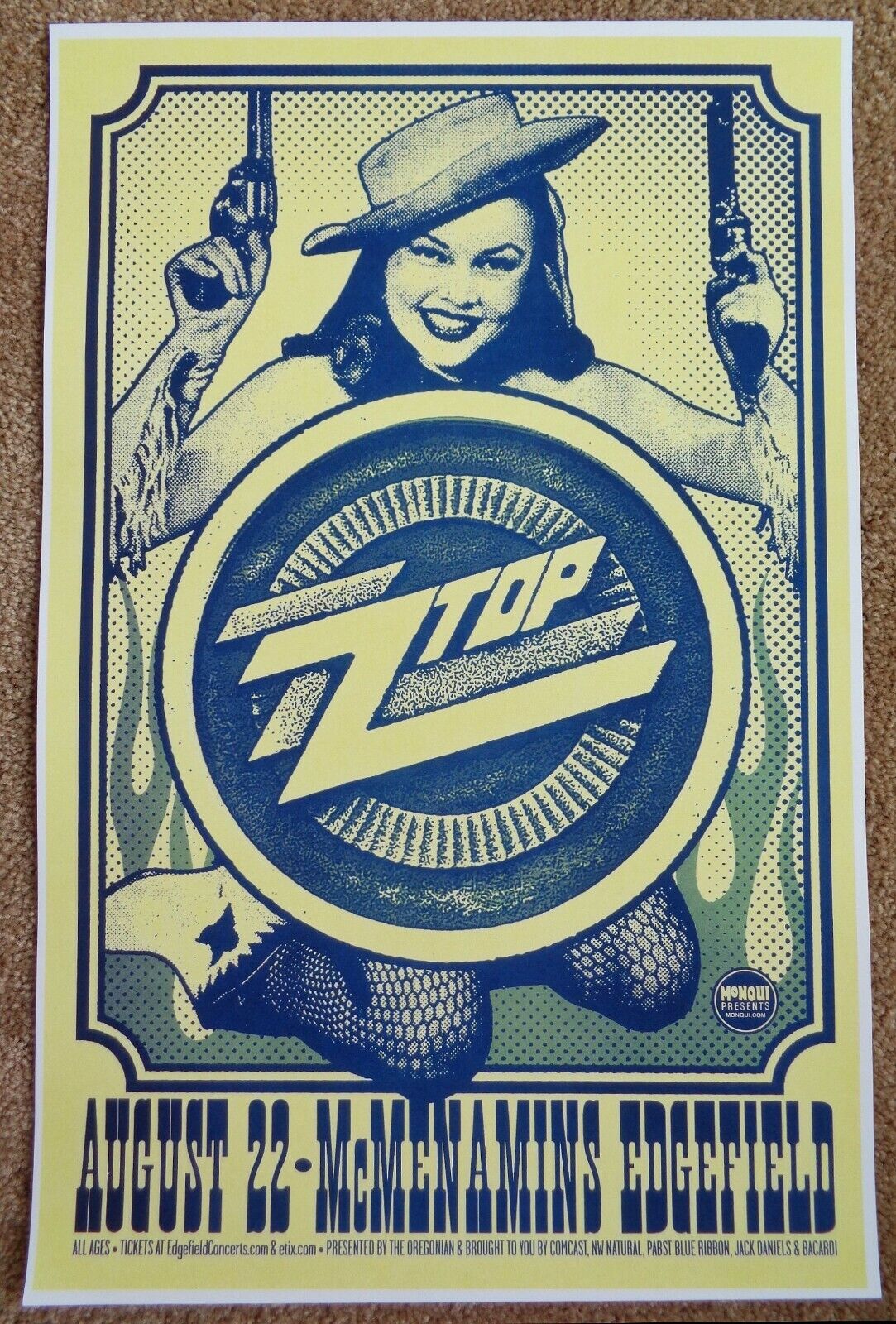 ZZ TOP 2012 Gig POSTER Edgefield Portland Oregon Concert Version 1 of 2