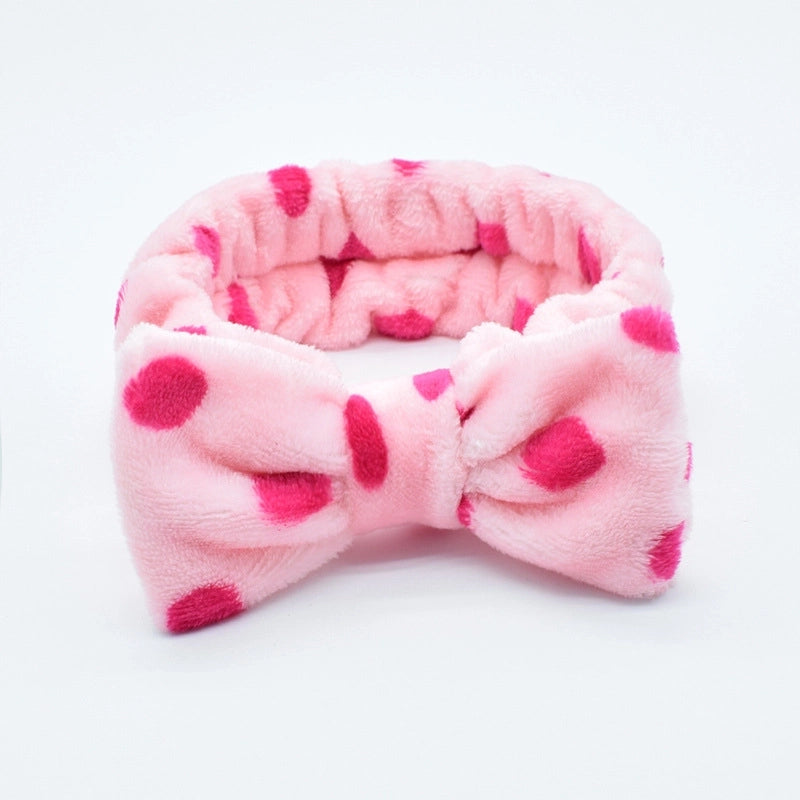 Fashion Stripe Polka Dots Flannel Bowknot Hair Band 1 Piece