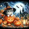 Halloween Pumpkin Cat - Full Round Drill Diamond Painting