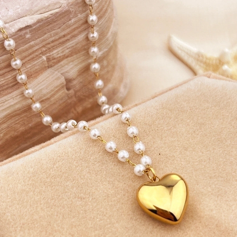 Casual Elegant Heart Shape 304 Stainless Steel 18K Gold Plated Stainless Steel Necklaces