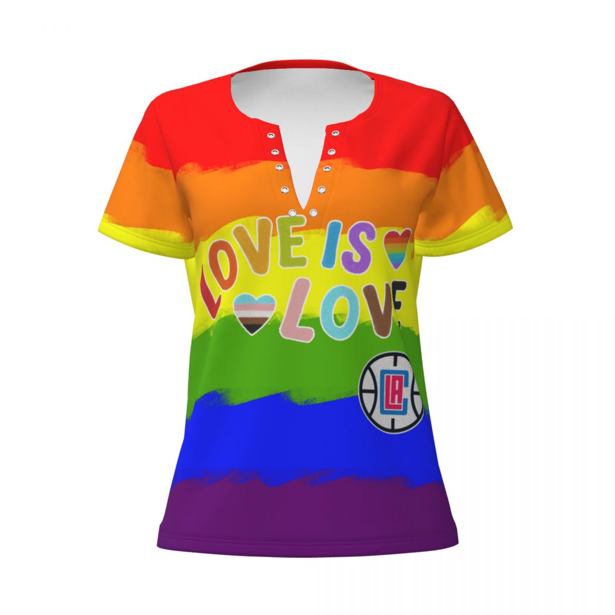 Los Angeles Clippers Love Pride Women's Summer Tops V Neck T-Shirt