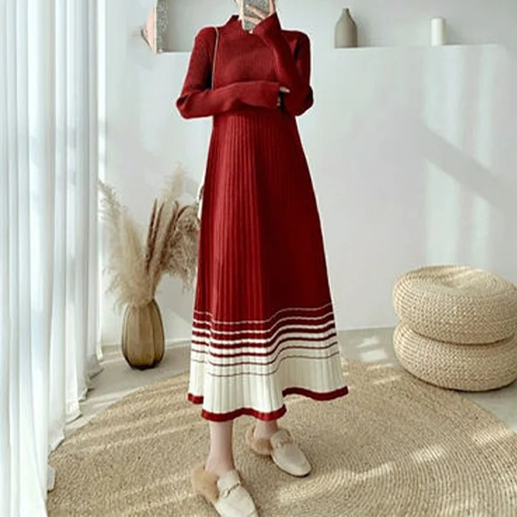 Knitted Casual Long Sleeve Dresses QueenFunky