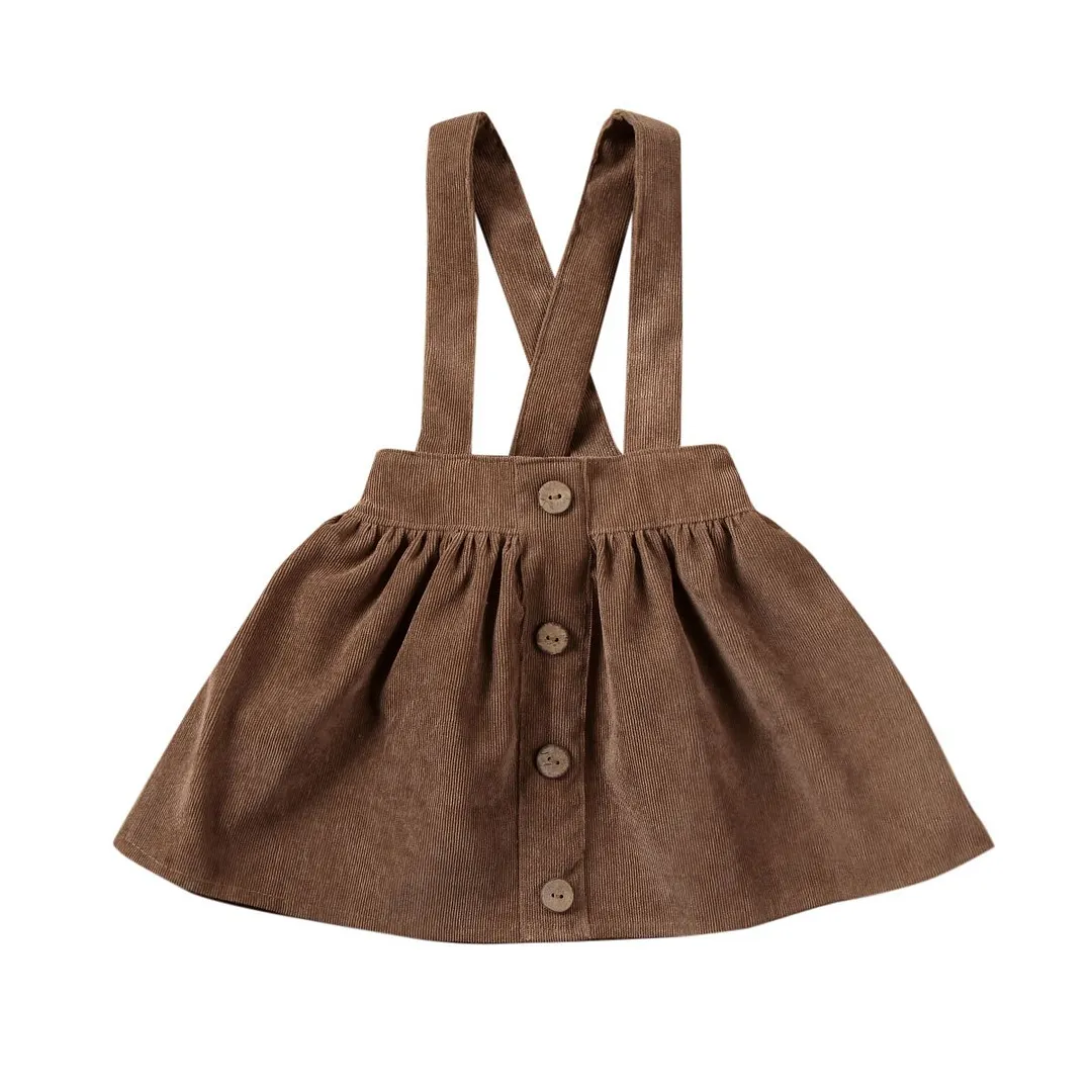 2020 Baby Summer Clothing Toddler Kids Baby Girls Party Strap Suspender Gown Solid Overalls Dresses Corduroy Outfits