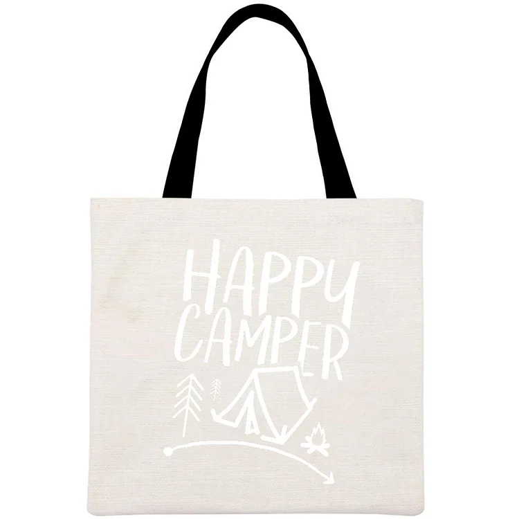Happy Camper Camping Printed Linen Bag-Annaletters