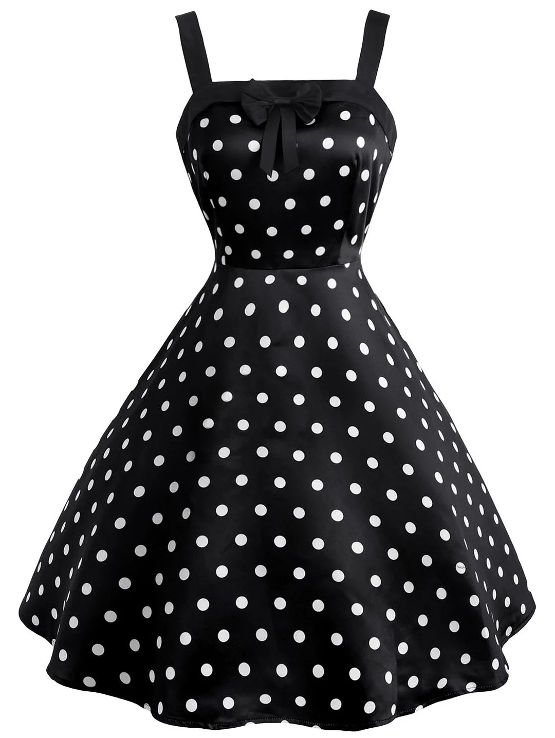 1950s Vintage Polka Dot Bow Decor Dress