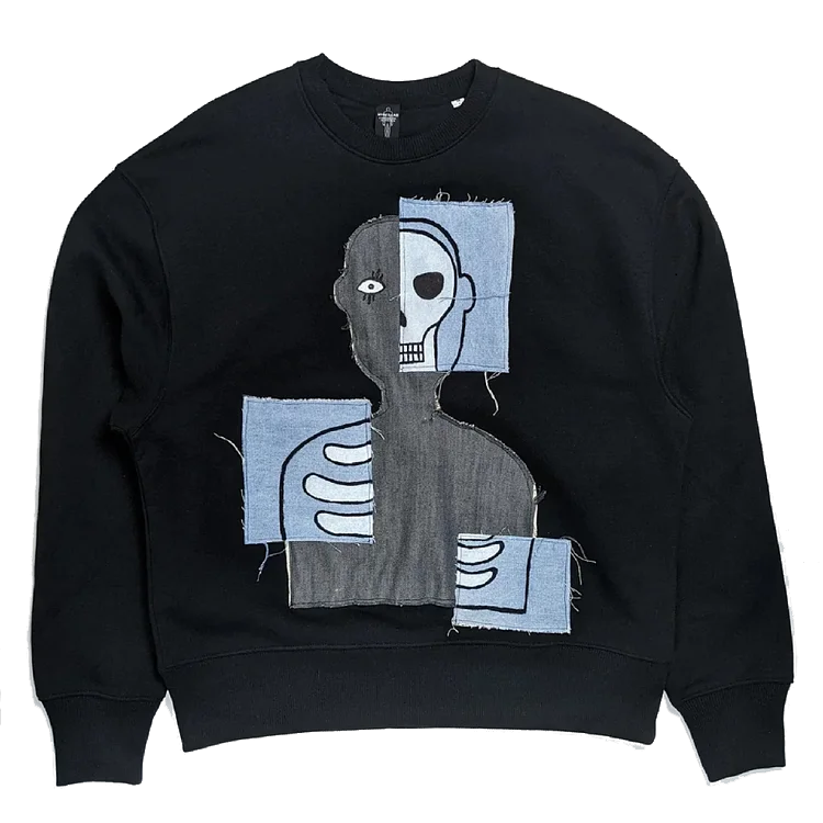 Character And Skull Patch Print Sweatshirt