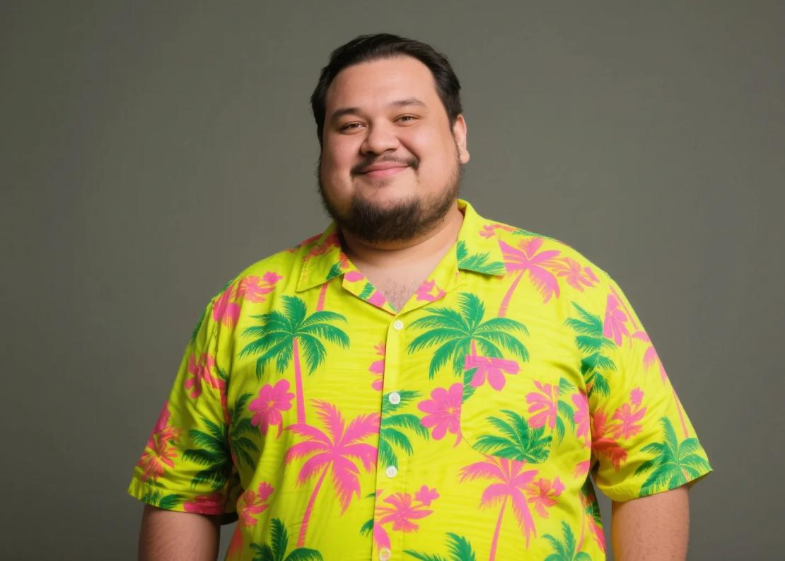 Hawiian shirts with too high contrast neon