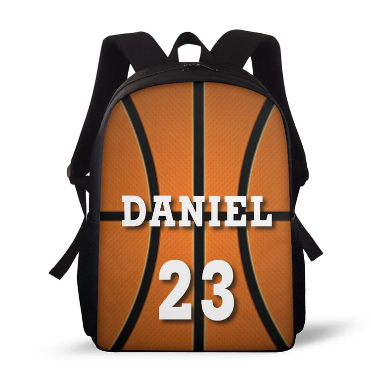 Mochilas-mochila escolar para los niños con un dibujo de fútbol, baloncesto, tenis... con nombre y número