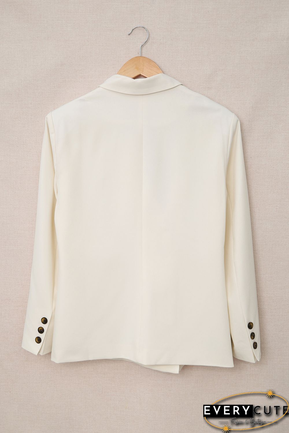 Apricot Turn-Down Collar Buttons Blazer with Pockets