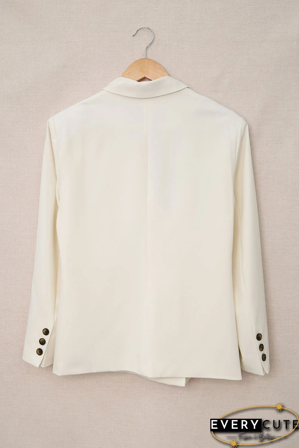 Apricot Turn-Down Collar Buttons Blazer with Pockets