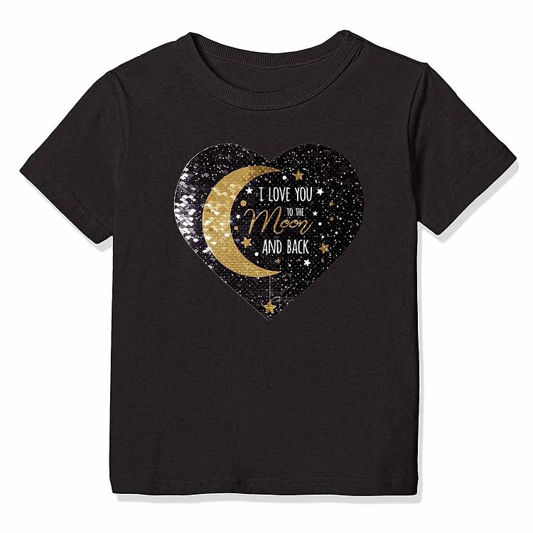 Kids Custom I Love You to the Moon and Back Flip Sequin Shirt (Double Print)
