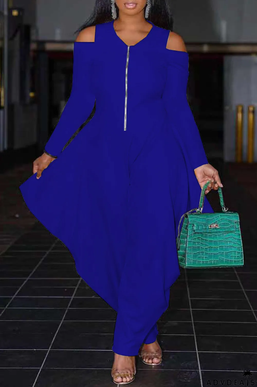 White Casual Solid Patchwork V Neck Loose Jumpsuits