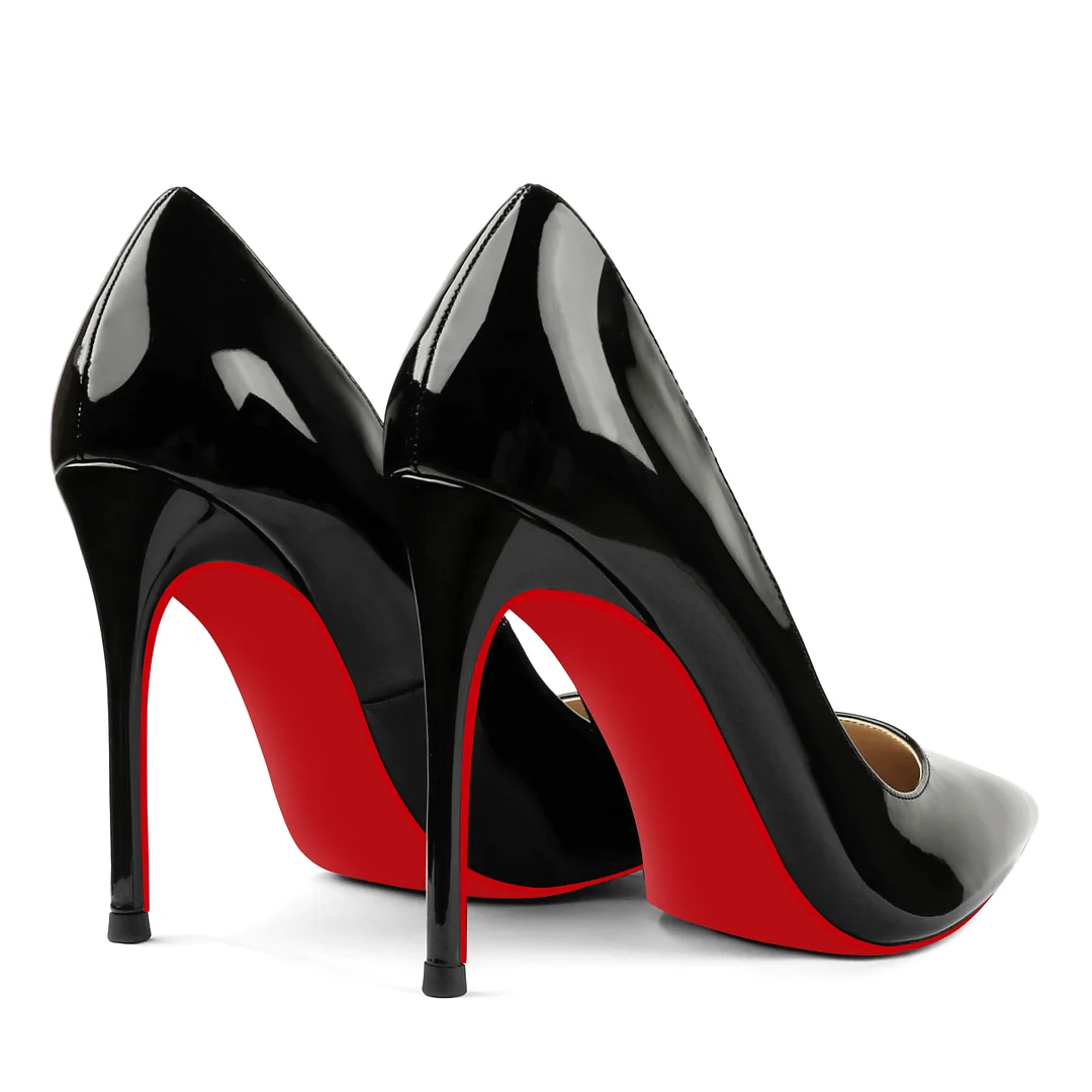 100mm Women's High Heels for Party Wedding Patent Red Bottom Pumps Black-US10.5