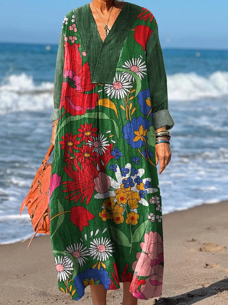 Women's Colorful Floral Art Print Dress