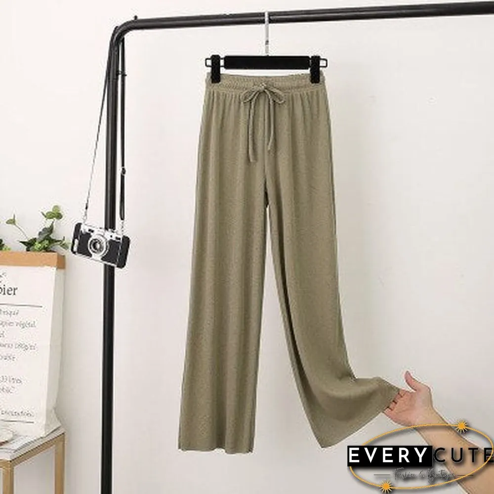 High waist soft comfort women pants new casual summer slacks ice silk full length long