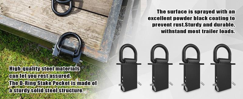 Product Introduction of 4Pcs 18000lbs Heavy Duty Removable D Ring Stake Pocket tie Down for Utility Trailers and Flatbeds Equipped with Stake Pockets Stake Pocket D-Rings #TikTokShopBacktoSchool Tire 3