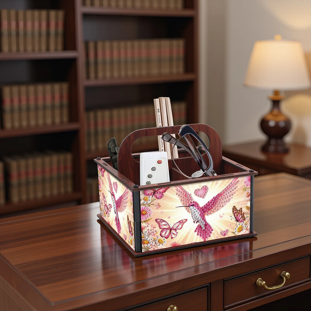 DIY Hummingbird Wooden Diamond Painting Handheld Storage Box Kit Tabletop Decor