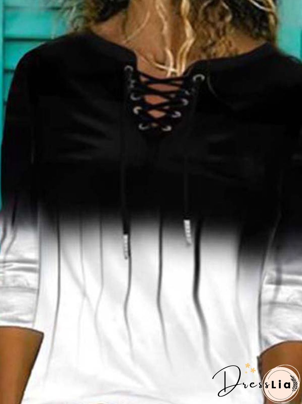 Long Sleeve Color Block Casual T-shirt