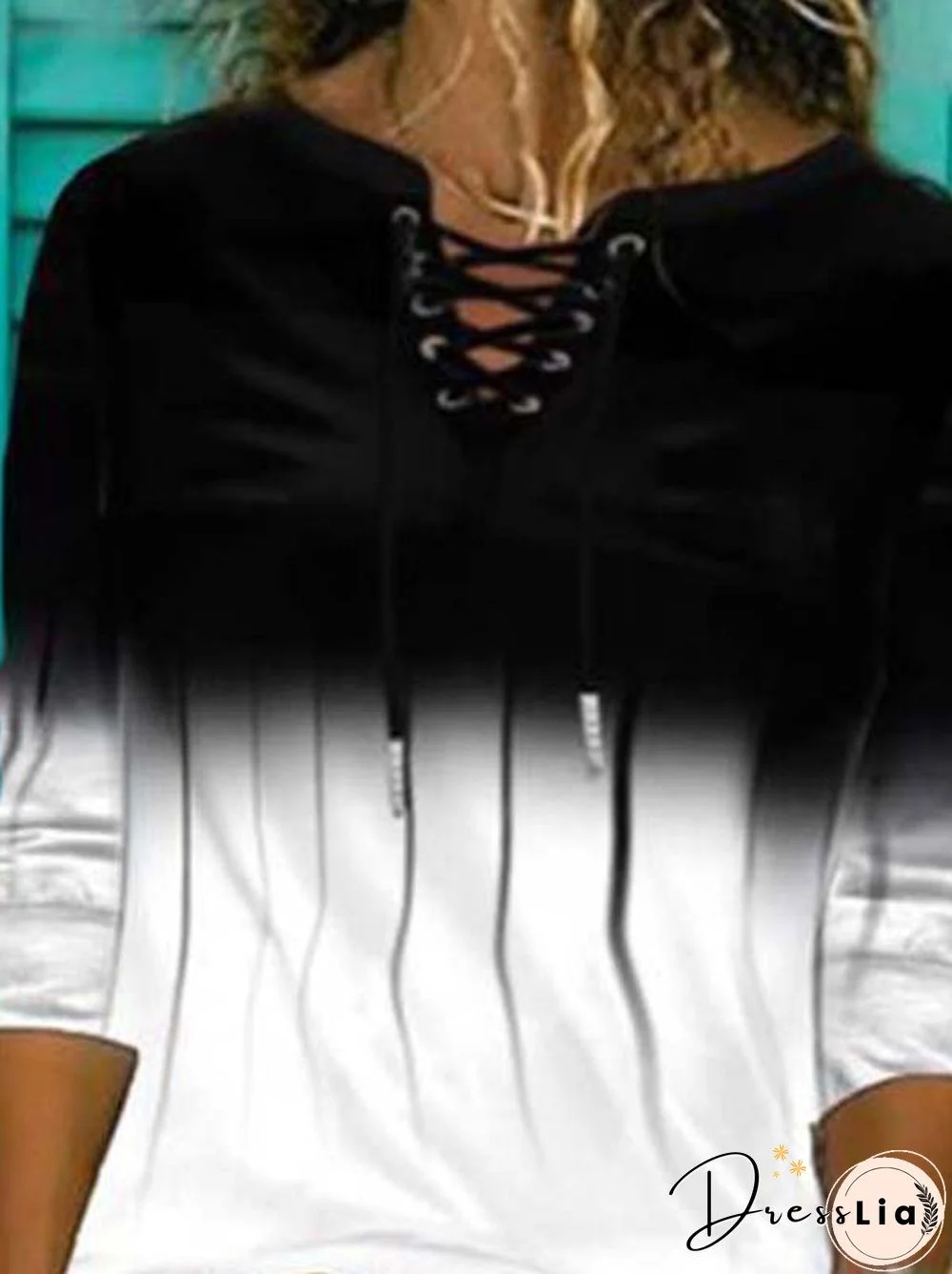 Long Sleeve Color Block Casual T-shirt