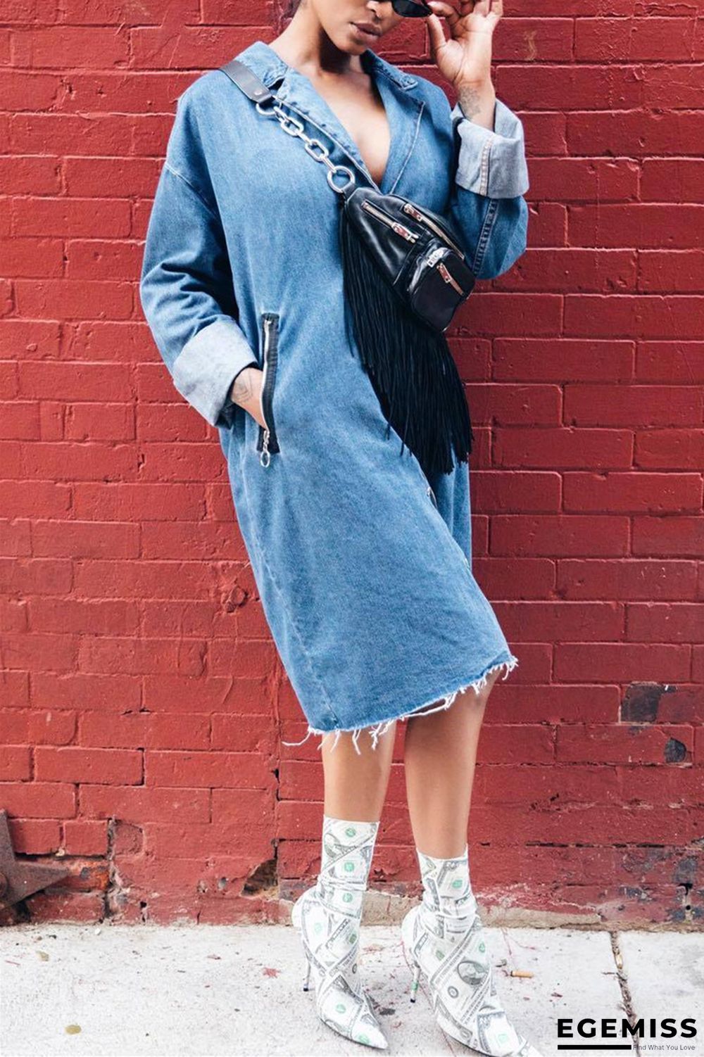 Blue Fashion Casual Turndown Collar Long Sleeve Regular Sleeve Solid Coats | EGEMISS