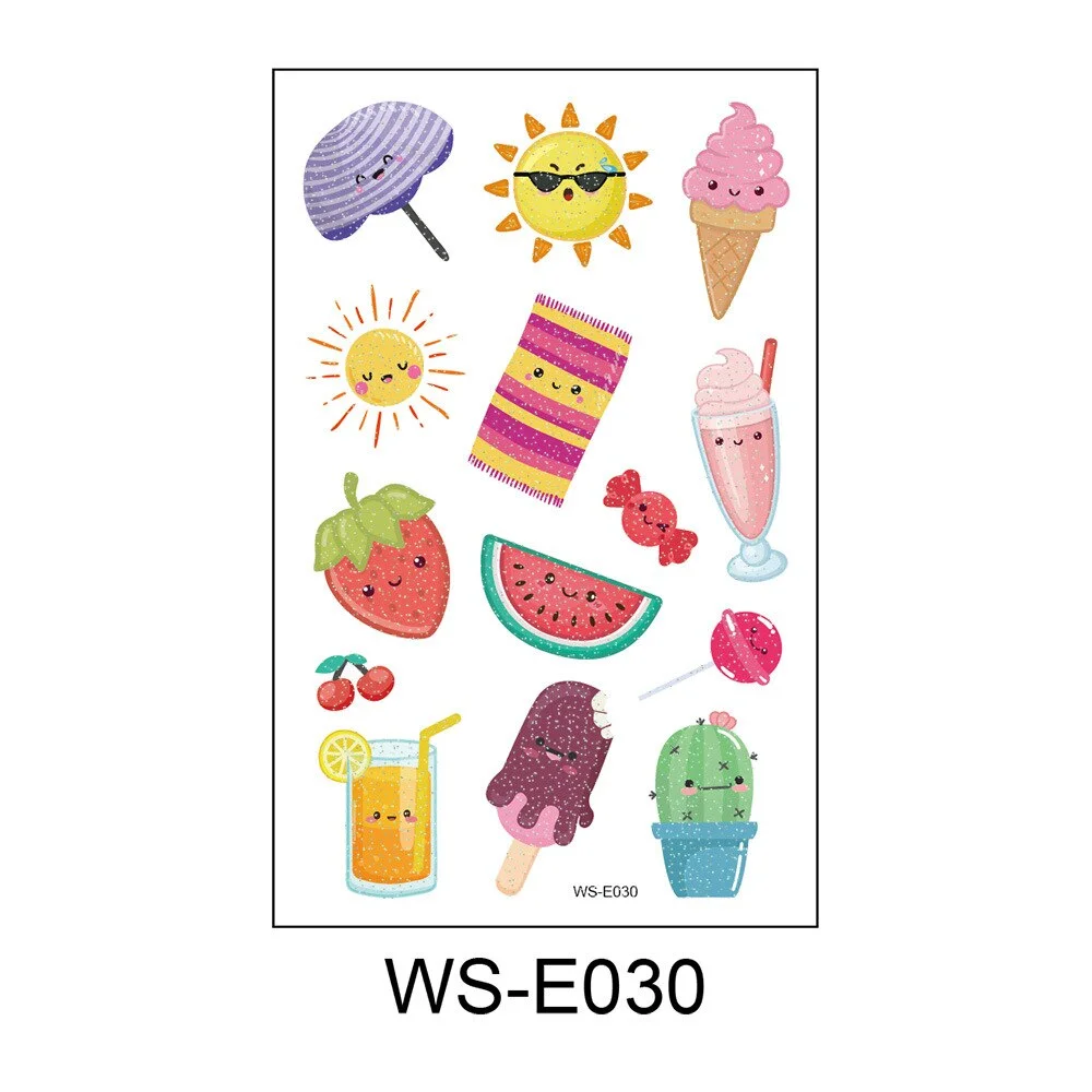 vegetable Fruit Cartoon Tattoo Stickers Fake Tattoos Paste on Face Arm Leg for Cute Kids Body Art Sticker