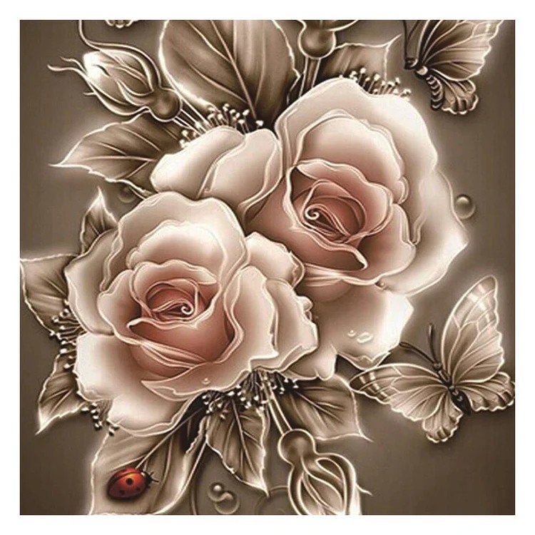 Flower Round Full Drill Diamond Painting 25X25CM(Canvas) gbfke