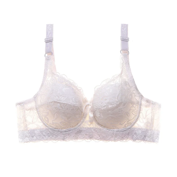 Detachable Straps 3/4 Cup V Neck Breathable Push Up Lace Bralettes With Underwire